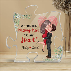 The Missing Piece Couple Heart Fingerprint Personalized Puzzle Acrylic Plaque