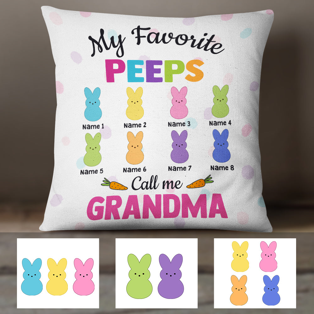 Personalized Easter Grandma Mom Bunny Throw Pillow-Peeps Grandkids Easter Day