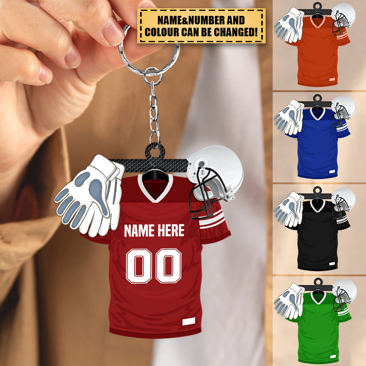 Football Uniform Personalized Flat Keychain Gift For Football Players