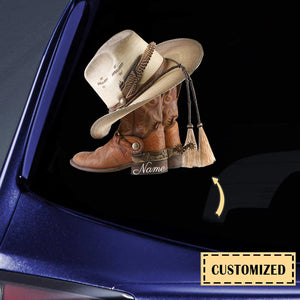 BOOTS AND HAT COWBOY Personalized Car Decal