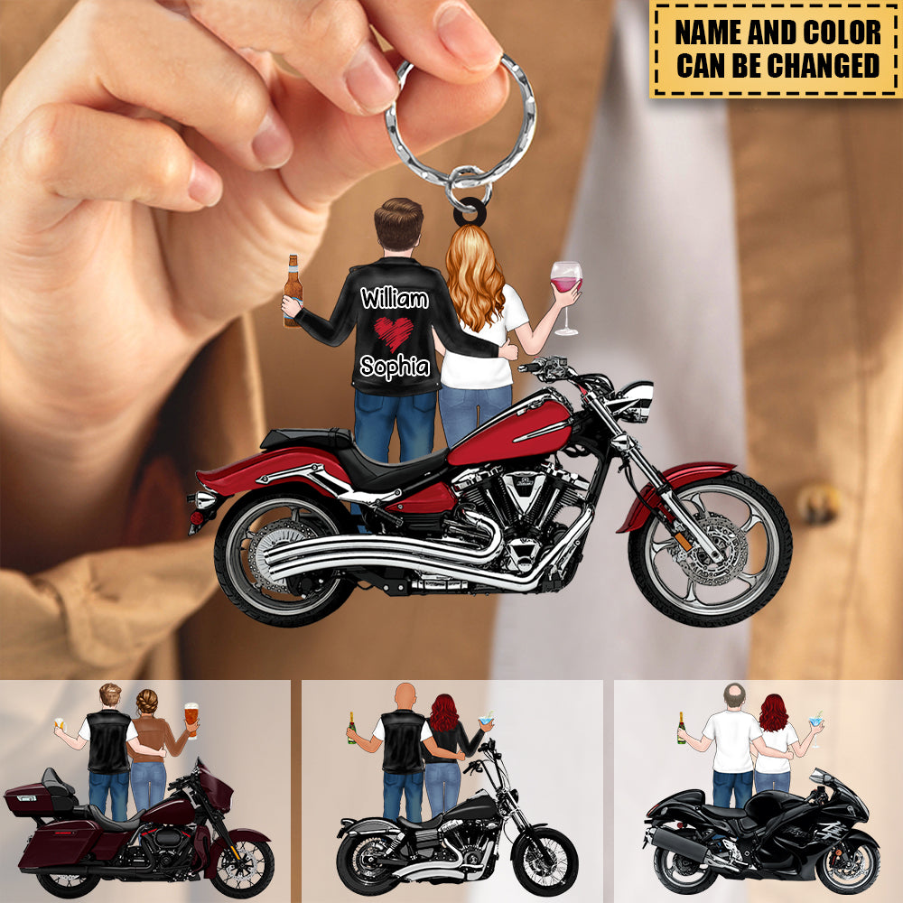 Personalized Acrylic Keychain For Biker Couples, Motorcycle Lovers