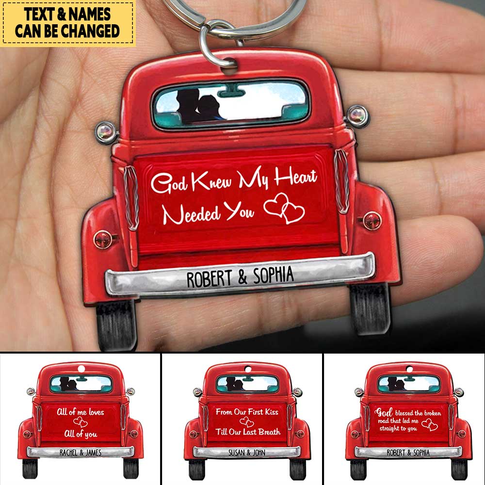 Personalized God Knew My Heart Needed You Truck Keychain