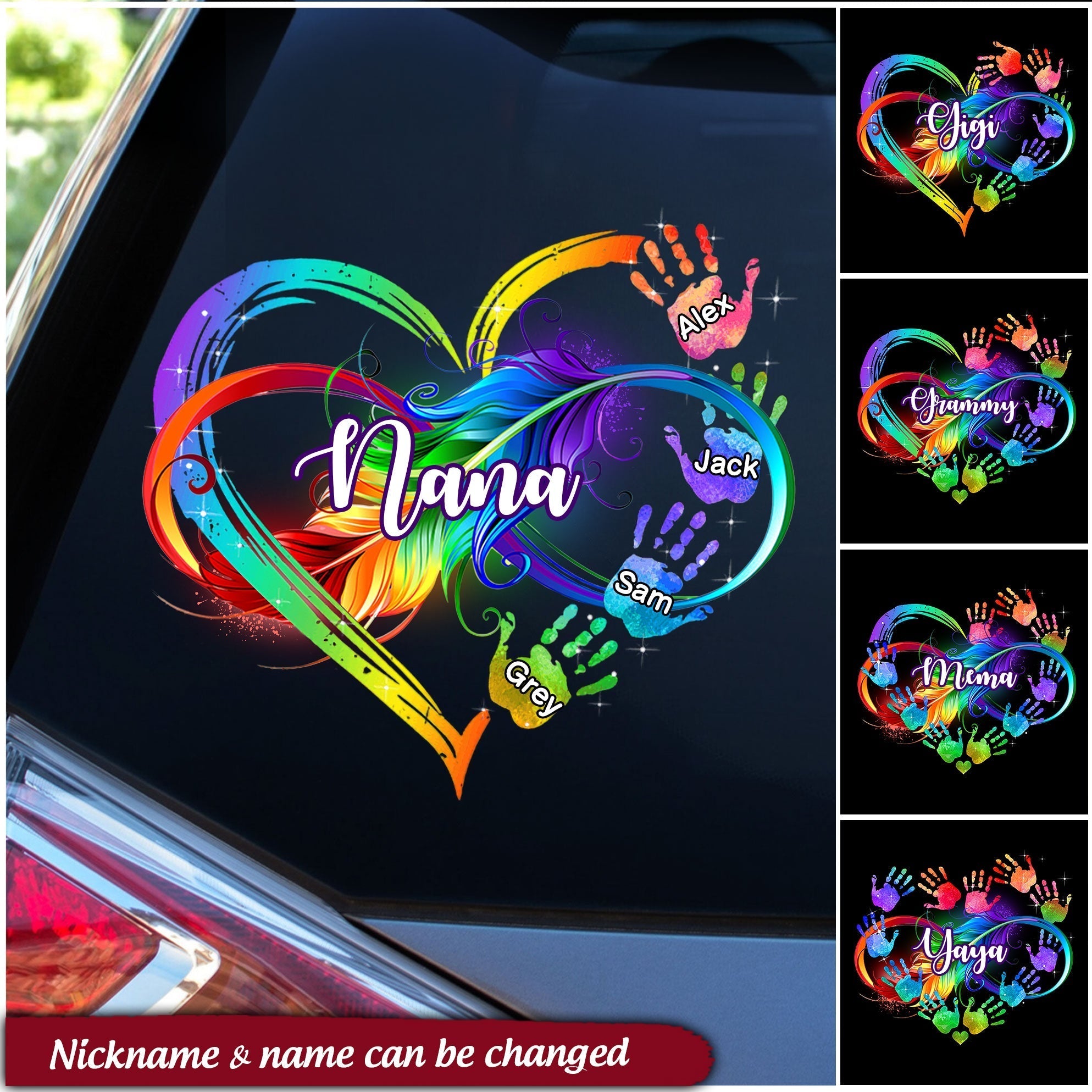 Grandma Grandkids Infinity Love Family Mother's Day Gift Heart Hand Prints Decal