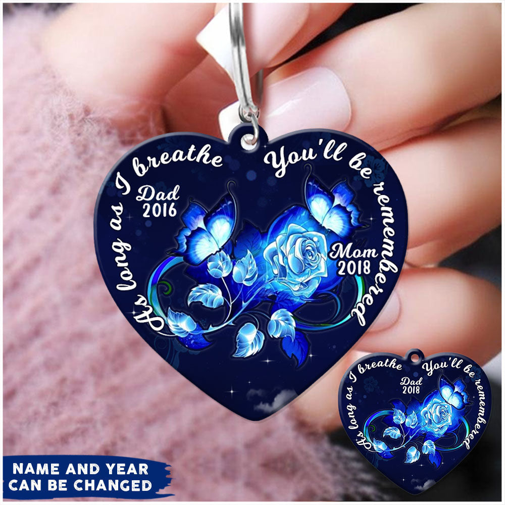 As Long As I Breathe You'll Be Remembered Custom Memorial Butterfly Acrylic Keychain