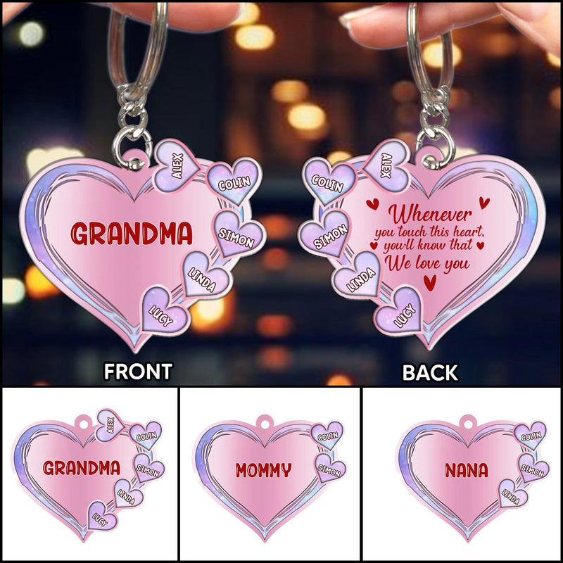 Personalized Grandma Mom Whenever You Touch This Heart Mother's Day Birthday Gift 2 Sided Acrylic Keychain