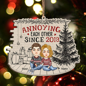 Annoying Each Other  - Personalized Custom Shaped Wooden Ornament