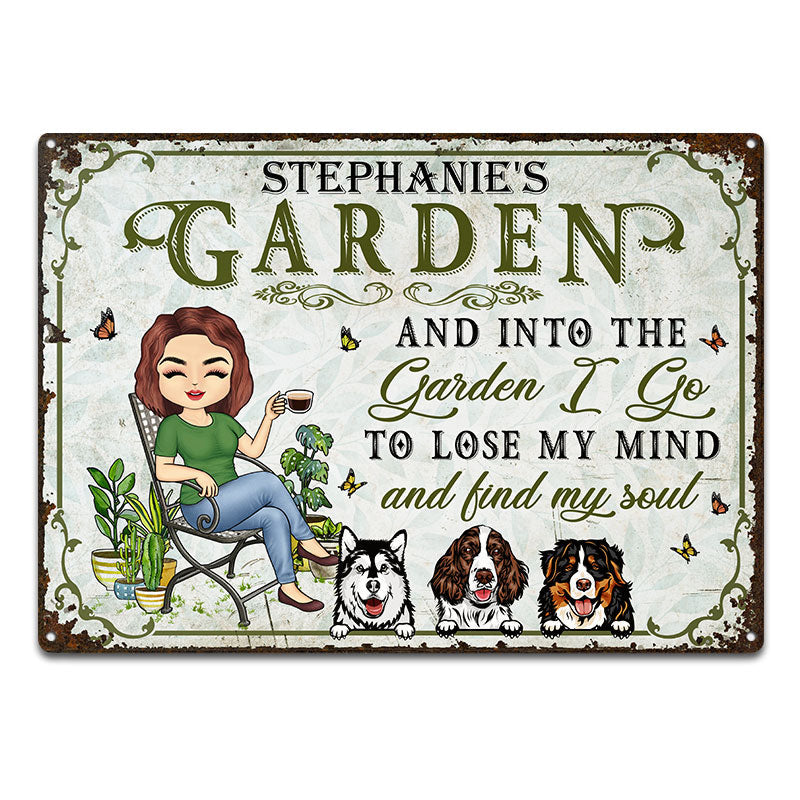 And Into The Garden I Go Gardening Dog Lovers - Garden Sign - Personalized Custom Classic Metal Signs