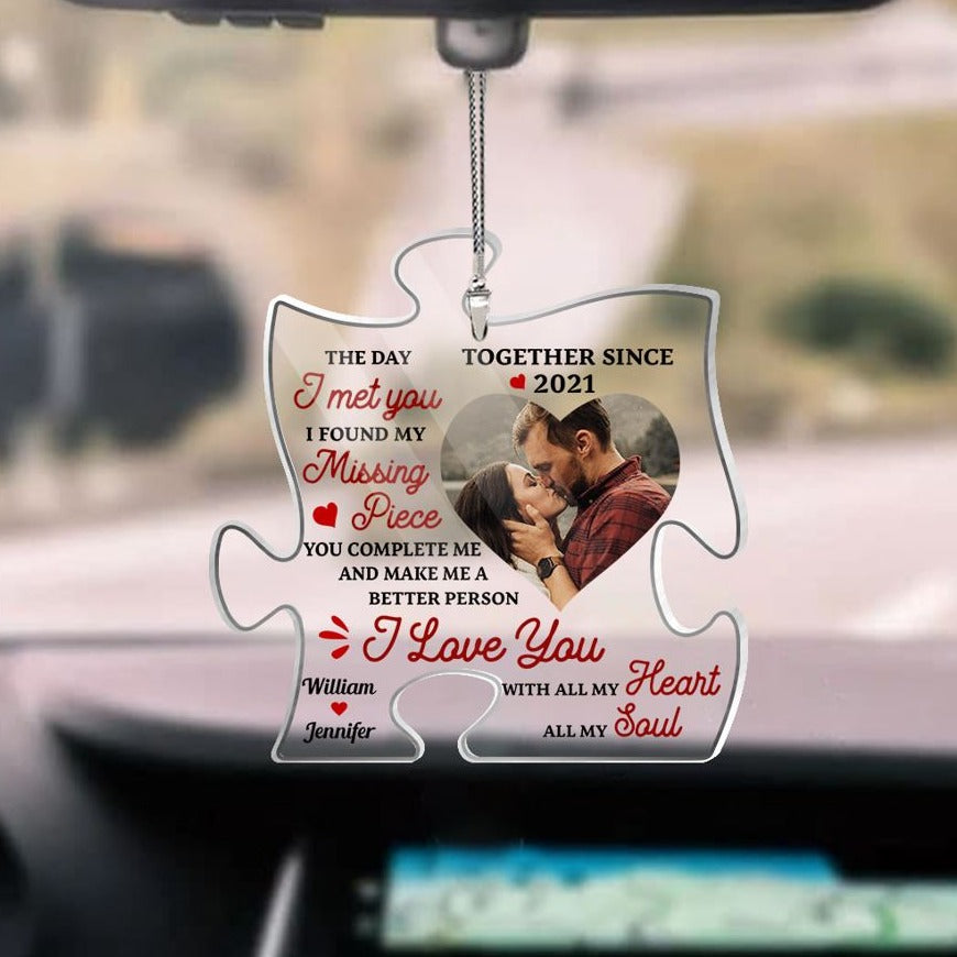The Day I Met You - You Are My Missing Piece Couple - Personalized Acrylic Car Ornament