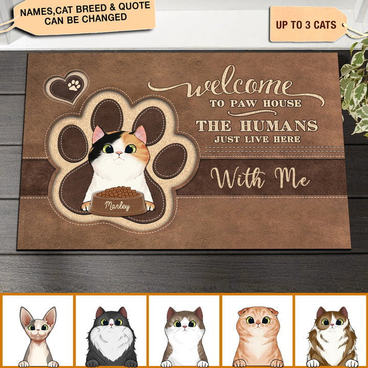 Welcome To Paw House Cats Personalized Doormat