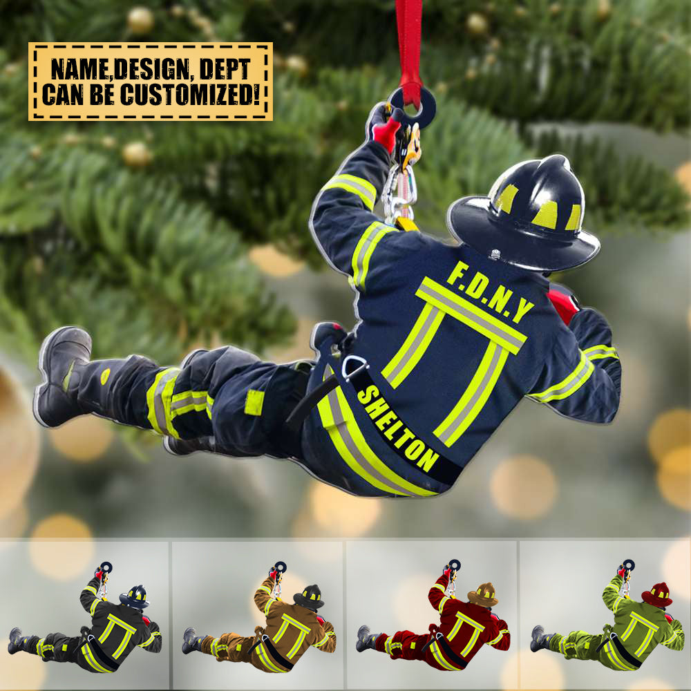 Firefighter On Duty, Personalized Fireman Acrylic Ornament