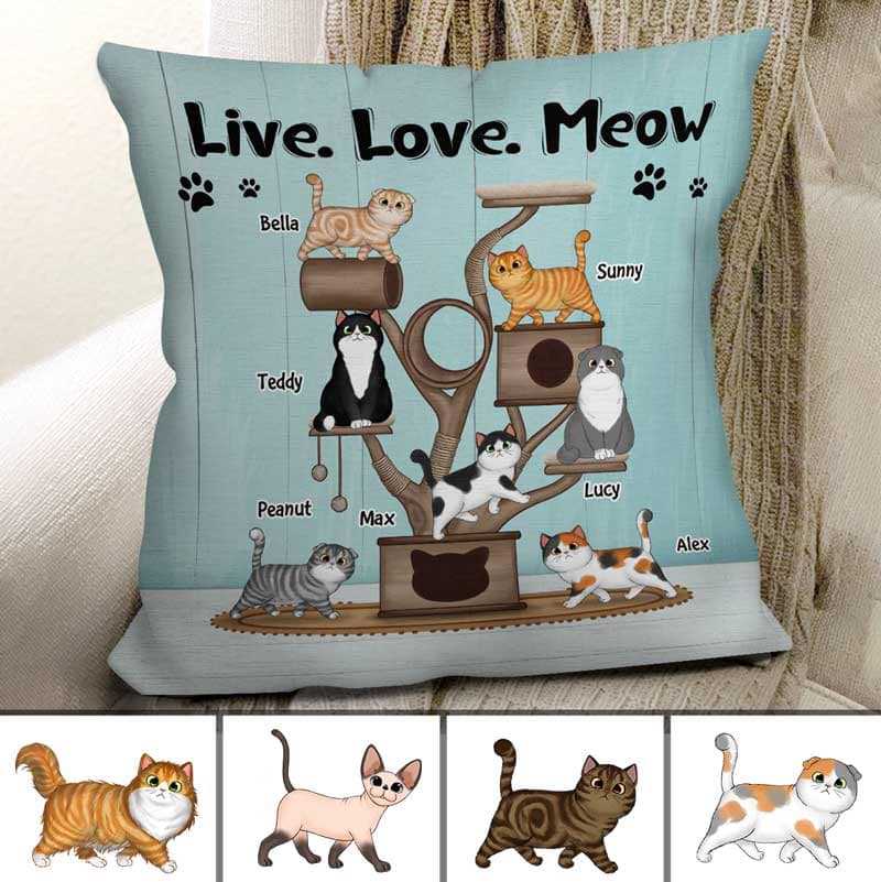 Fluffy Cat Tree Gift For Cat Lover Personalized Pillow