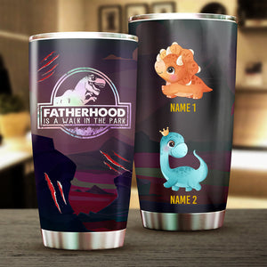 Gift for Dad Grandpa- Fatherhood Grandpahood Is A Walk In The Park - Dark Ver. - Personalized Tumbler