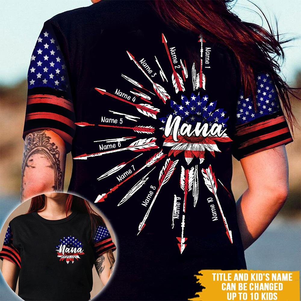 Personalized Grandma Mom Flag All Over Printed Shirt