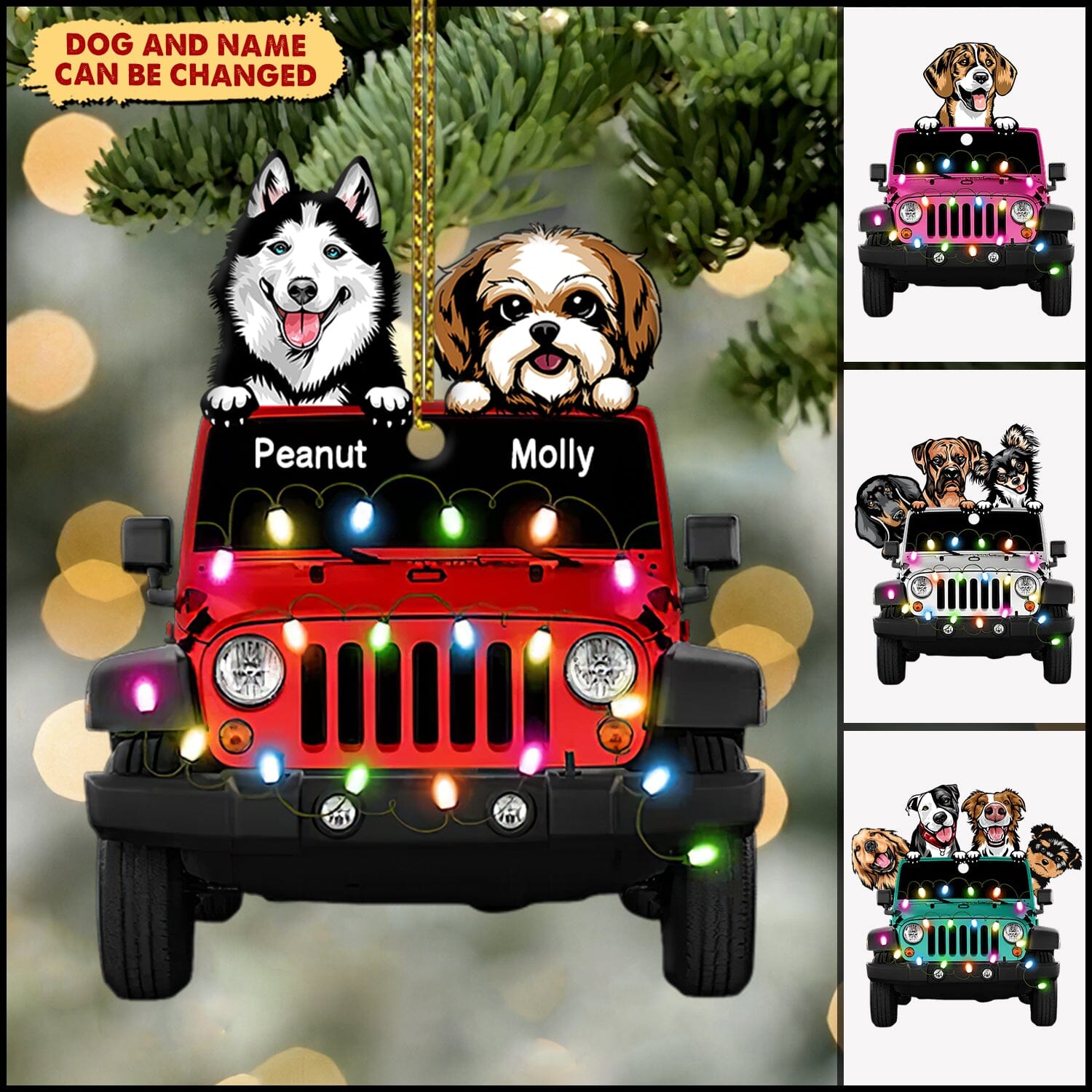 Customized Dog and Jee Christmas Gift Dog Pet Puppy Lovers Acrylic Ornament