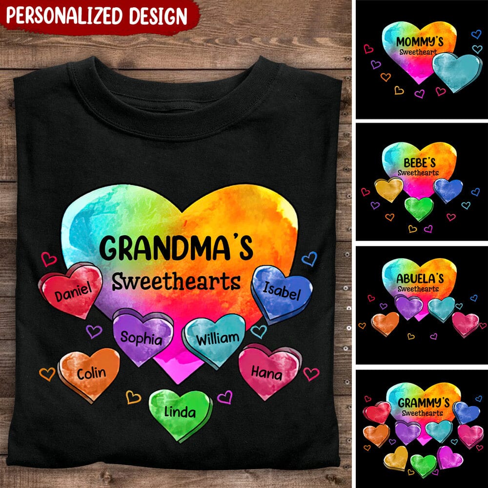 Colorful Heart Grandma Auntie Mom Sweet Heart Kids Personalized T-shirt