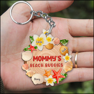Grandma Mom's Beach Buddies, Summer Vacation Gift For Nana Personalized Keychain