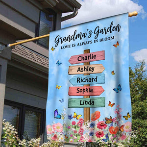 Grandma Mom's Garden Butterflies, Where Love Grows Personalized Flag