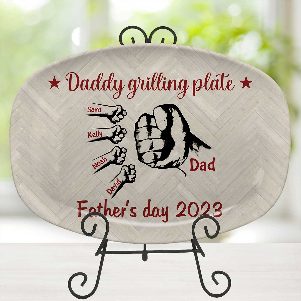 Daddy Grilling Platter Personalized Hands To Hands Father's day Gift For Grandpa Daddy Papa