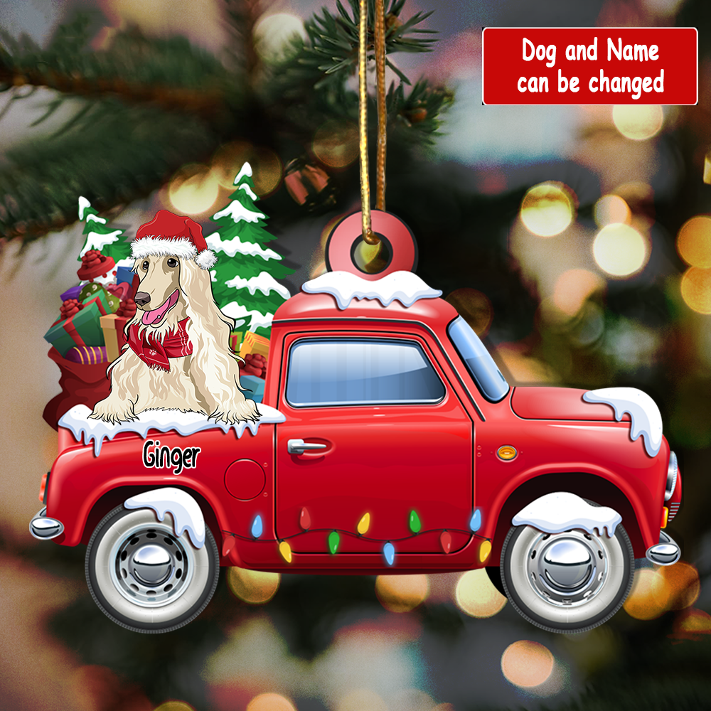 Personalized Red Car Dog Cut Shaped Christmas Acrylic Ornament