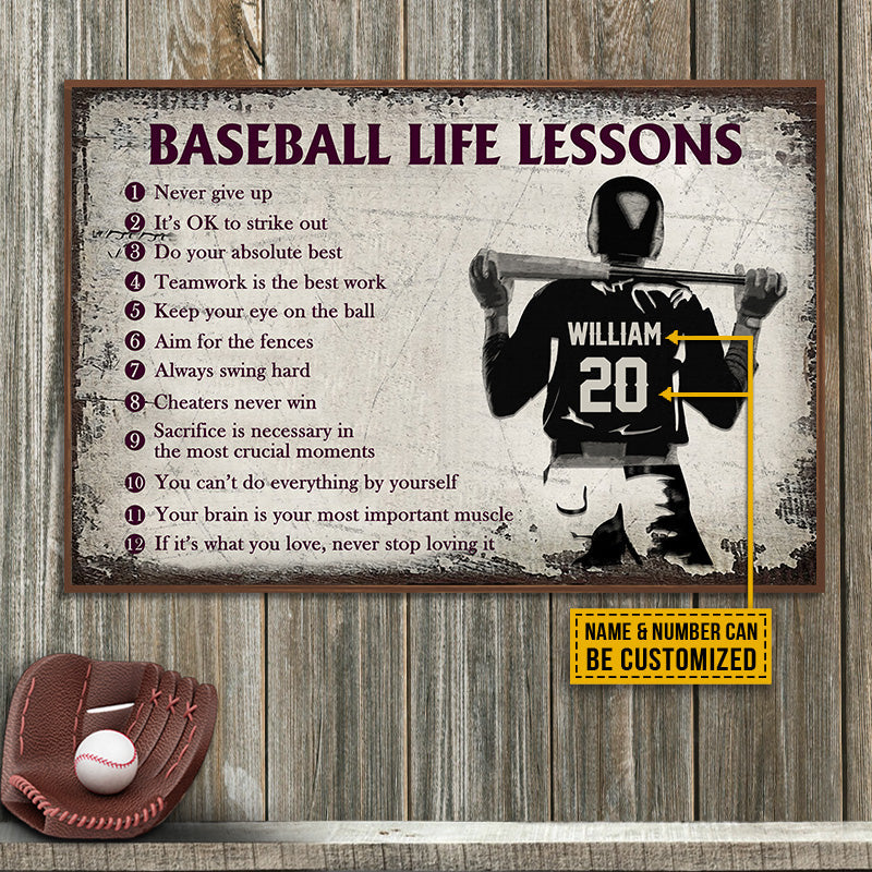 Personalized Baseball Life Lessons Customized Poster