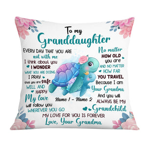Personalized Mom Grandma Daughter Granddaughter Turtle Pillow