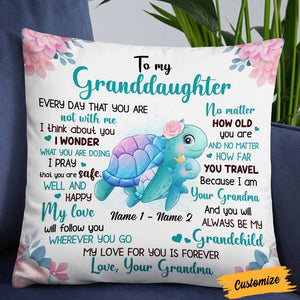 Personalized Mom Grandma Daughter Granddaughter Turtle Pillow