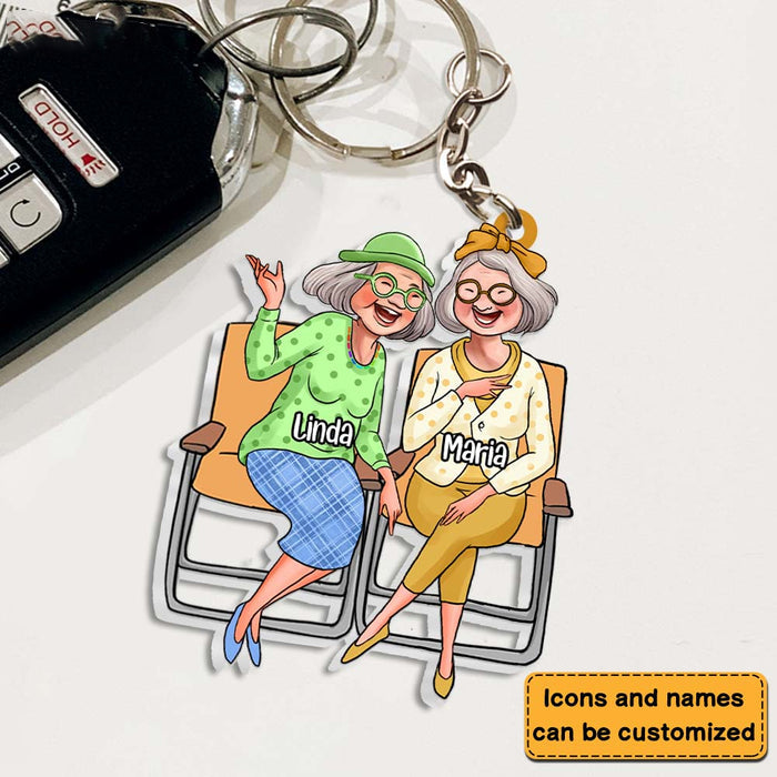 Gift for Friends Sitting Ladies Acrylic Keychain