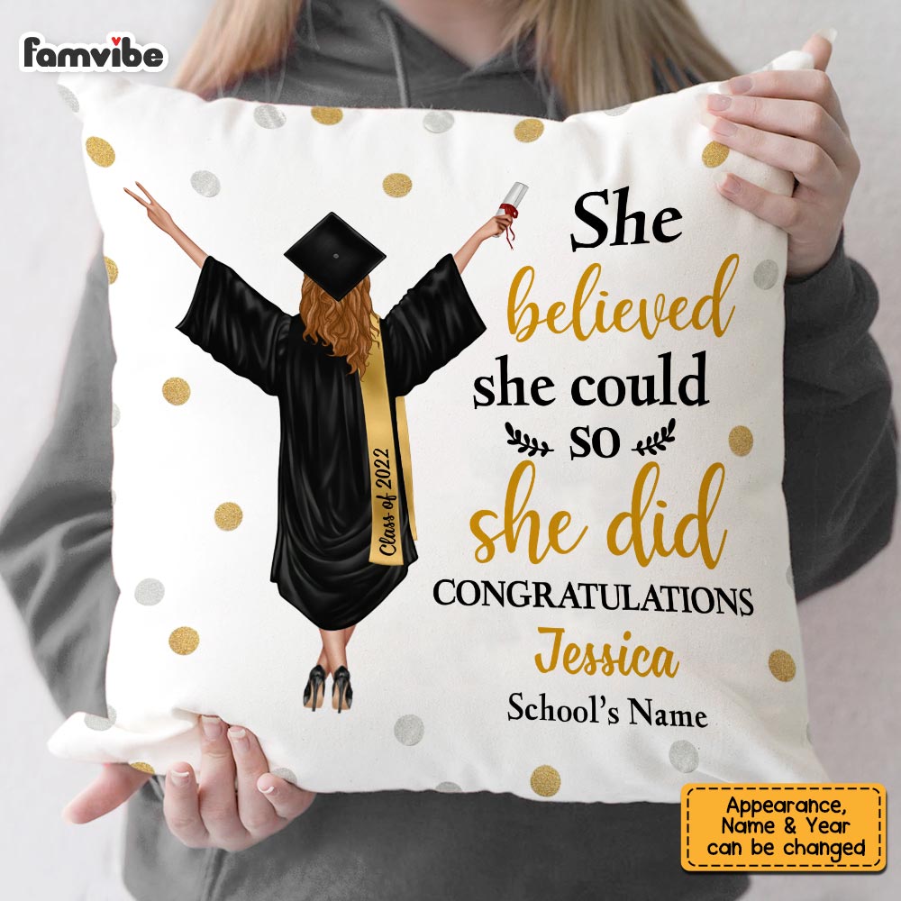 Personalized Graduation Girl She Did It Pillowcase