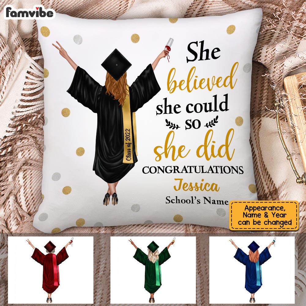 Personalized Graduation Girl She Did It Pillowcase
