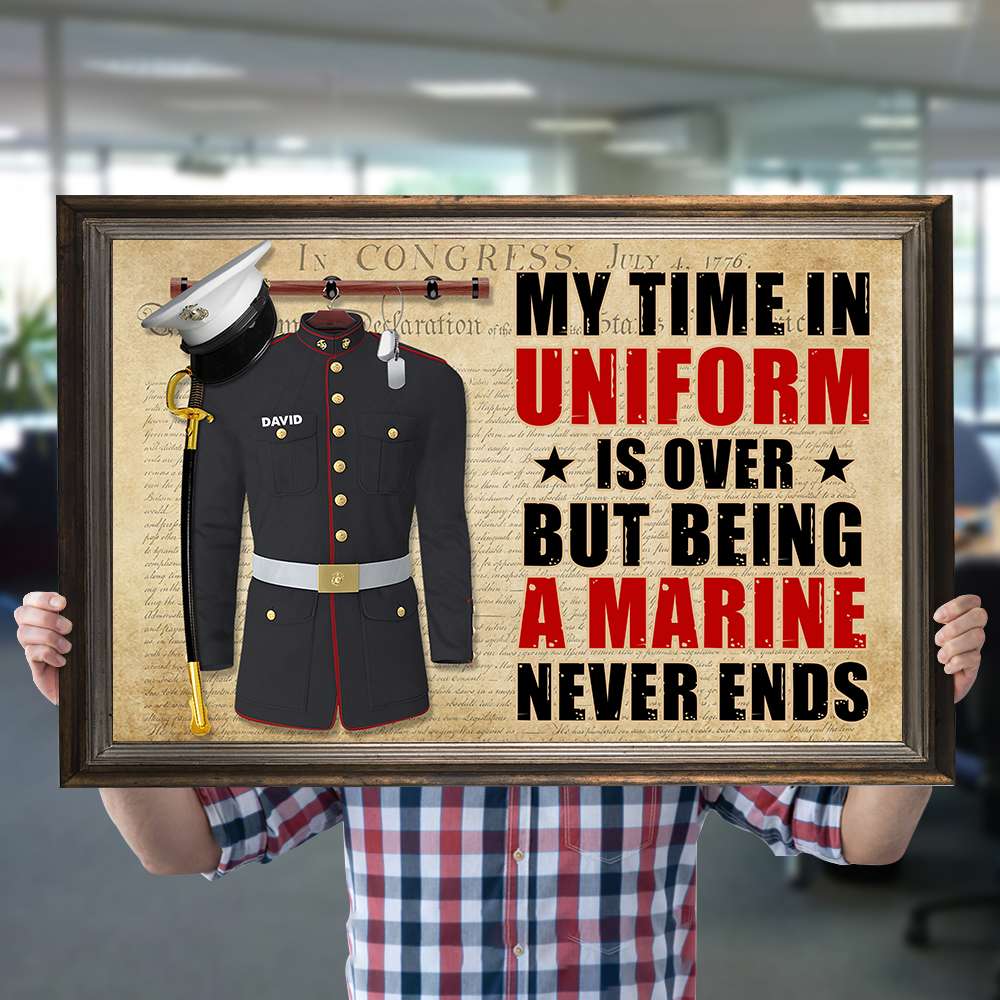 Personalized Marine Uniform Poster - Time In Uniform Is Over - Retro
