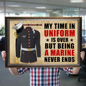 Personalized Marine Uniform Poster - Time In Uniform Is Over - Retro