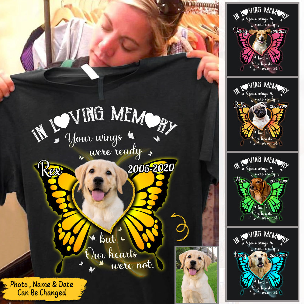 Personalized Pet Photo On The Shirts Butterfly In Loving Memory T Shirt