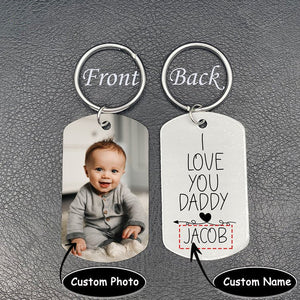 Personalized Photo Keychain Gift For Dad-I Love You Daddy-Custom Keychain with Picture-Special Gift
