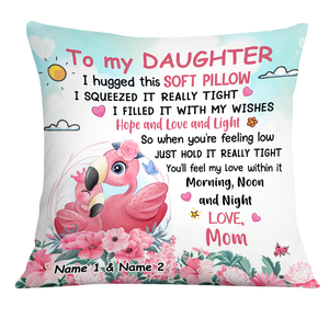 Personalized Flamingo Mom Grandma Daughter Granddaughter Pillowcase