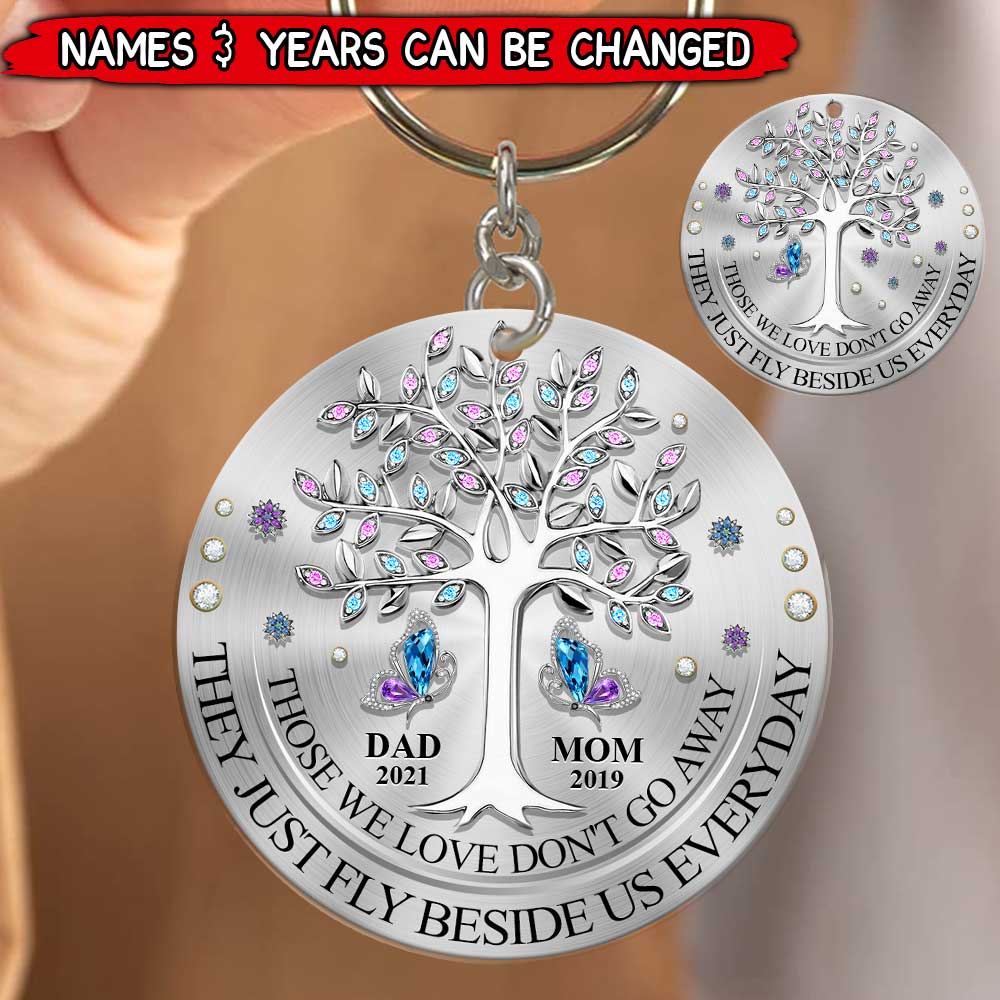 Sparkling Memorial Tree Butterfly Personalized Keychain