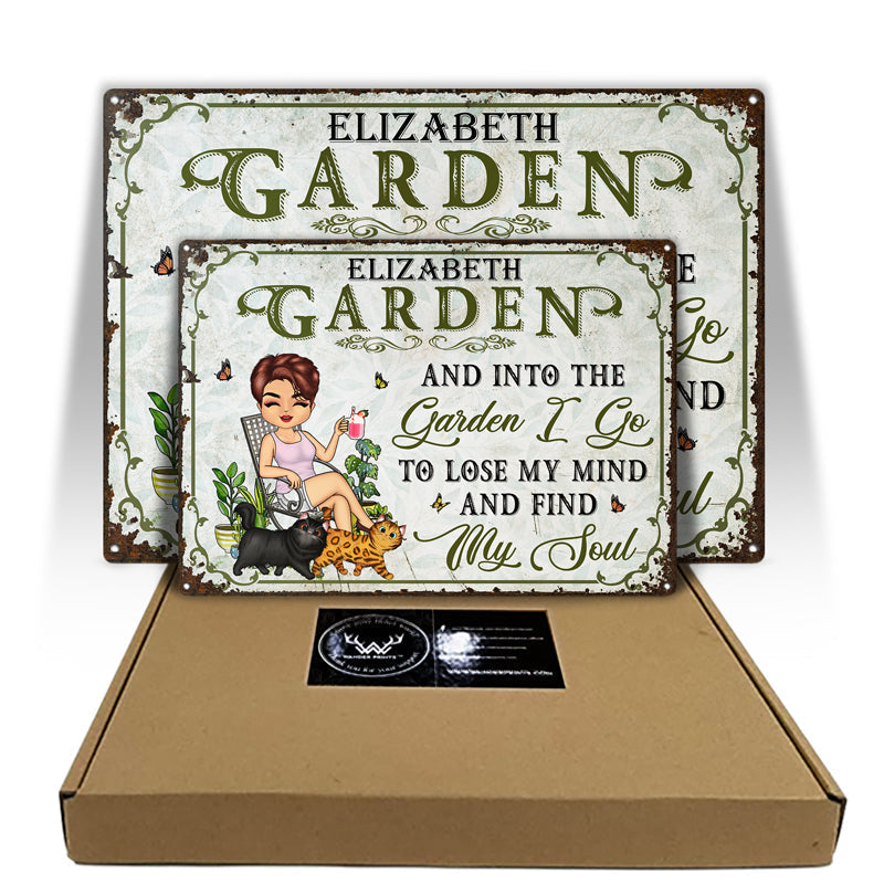 And Into The Garden I Go Gardening Cat Lovers Cat Mom - Garden Sign - Personalized Custom Classic Metal Signs