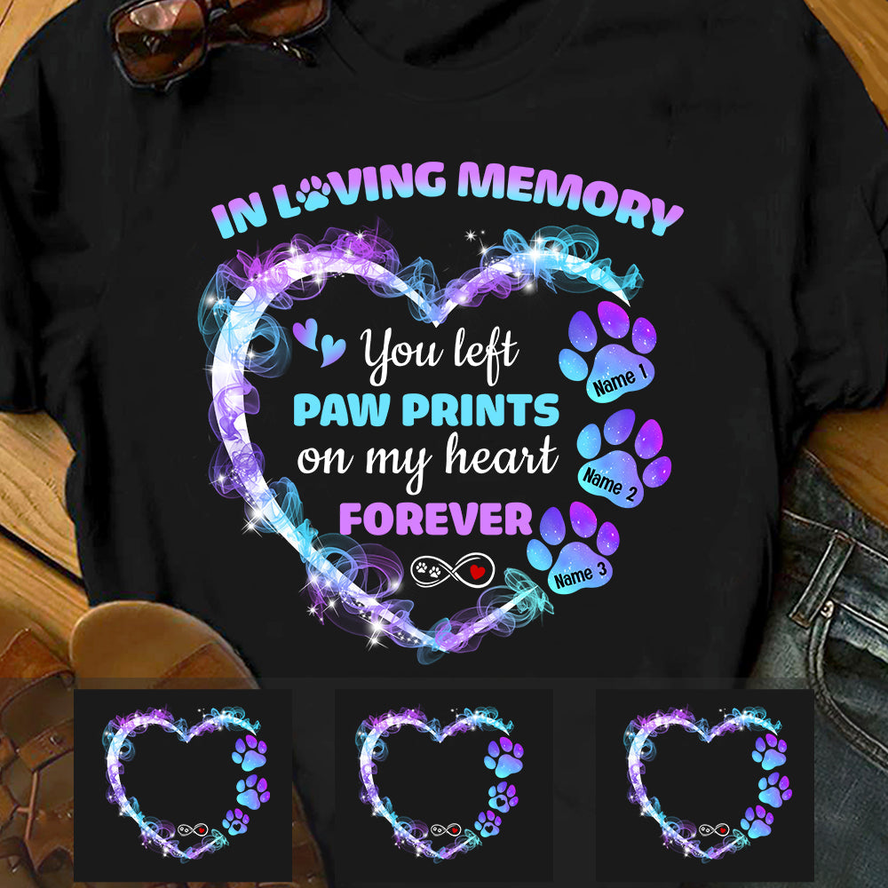 Personalized You Left Paw Prints on My Heart Dog Memorial T Shirt