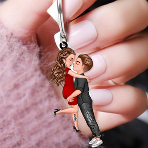 Personalized Doll Couple Kissing Hugging Keychain