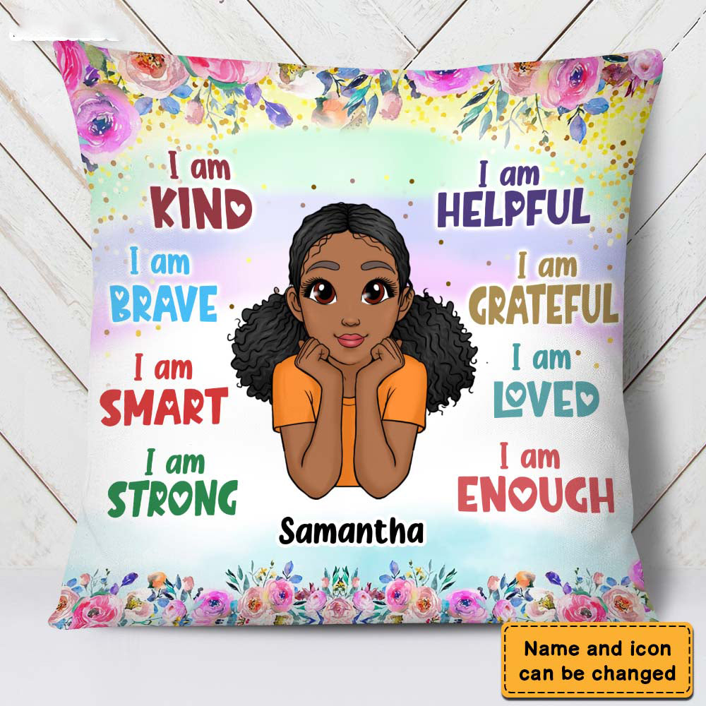 Daughter Granddaughter Kids Affirmations I Am Kind I Am Smart Pillow