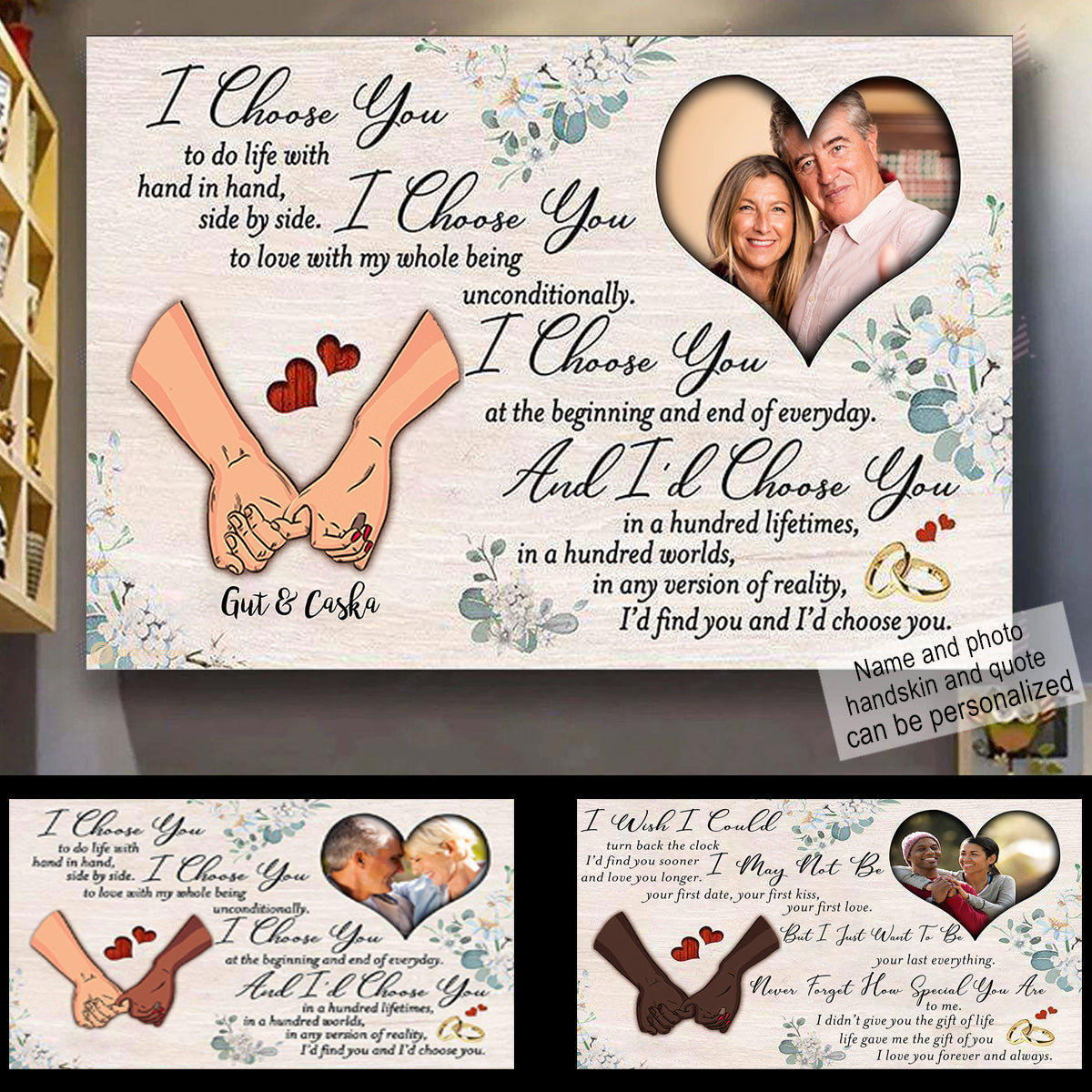 Gift For Couple Poster - Hand In Hand I Choose You...