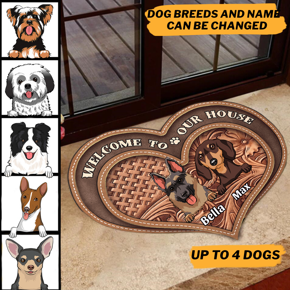 Dog Personalized Custom Heart Shaped Doormat
