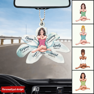 White Lily Flowers Chosen Precious Forgiven Lovely Personalized Car Ornament