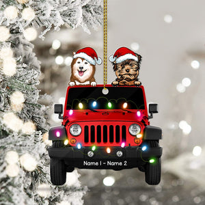 Personalized Dog With Car Traveling Christmas Ornament