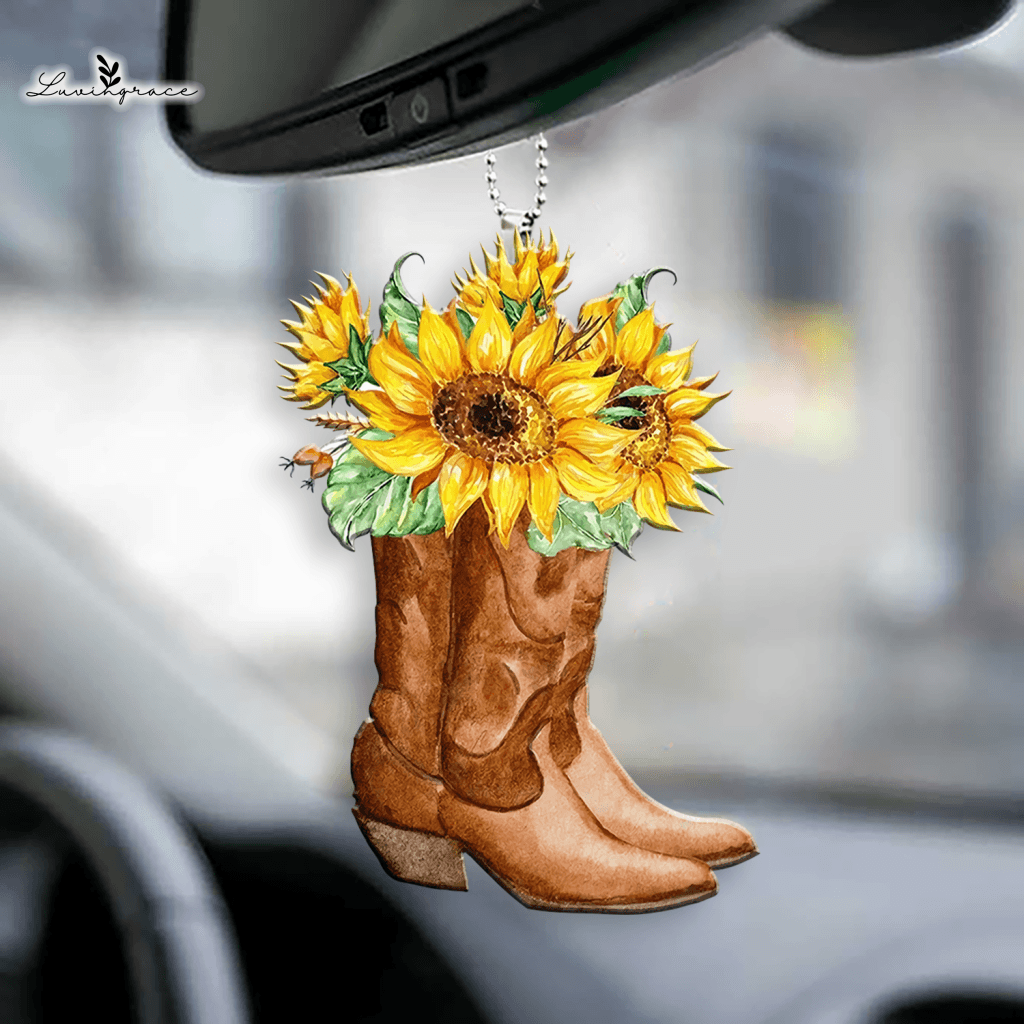 Cowgirl Boots With Sunflowers Ornament