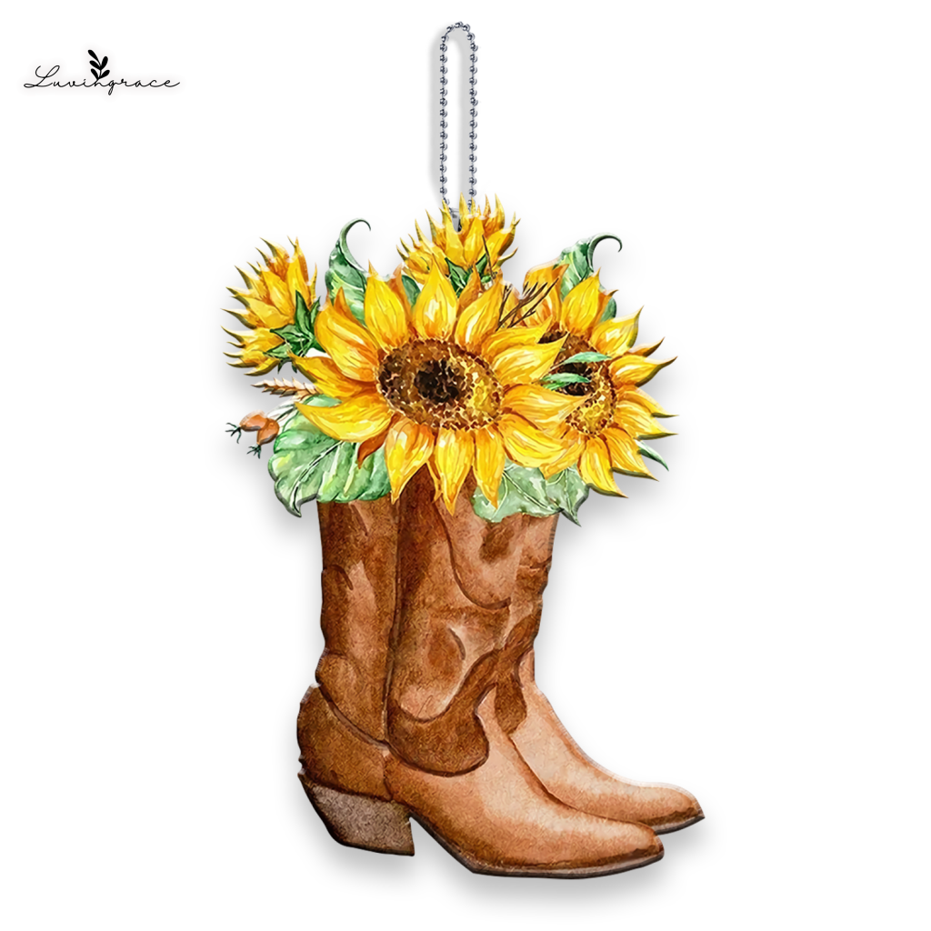 Cowgirl Boots With Sunflowers Ornament