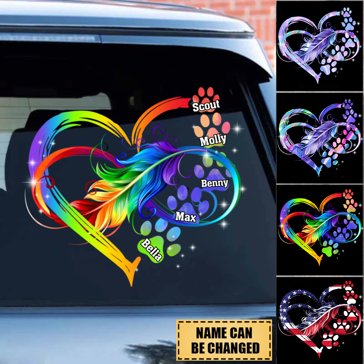 Personalized Gift For Dog Lovers Heart Paw Decal