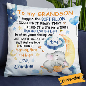 Personalized Mom Grandma Elephant Hug This Pillow