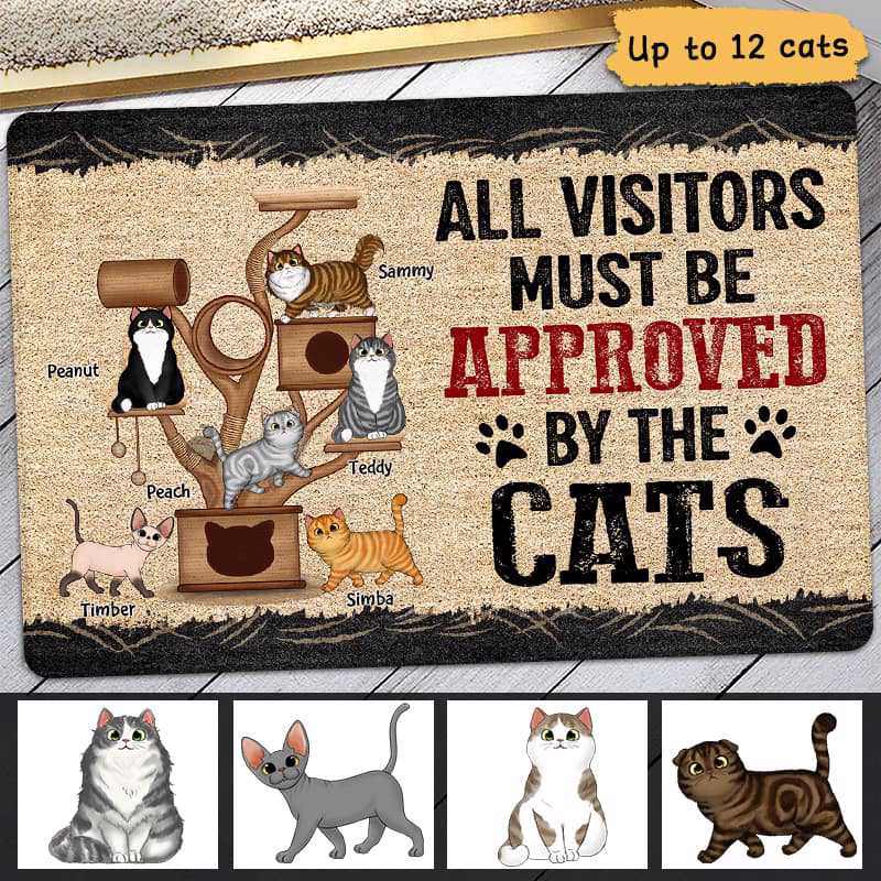 Visitors Must Be Approved By The Cats Cat Tree Personalized Doormat