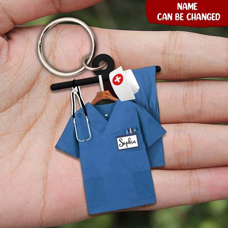 Personalized Nurse Scrubs - Gift for nurse Acrylic Keychain05