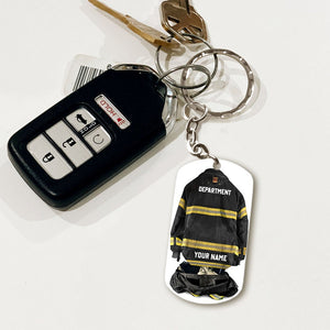 Personalized Firefighter Armor Stainless Steel Keychain